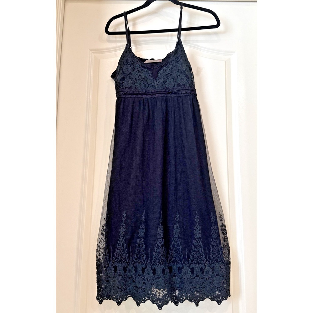 Saint Tropez Black Mesh Lined Lace Sleeveless Knee length‎ Dress Fairy Goth Sz S